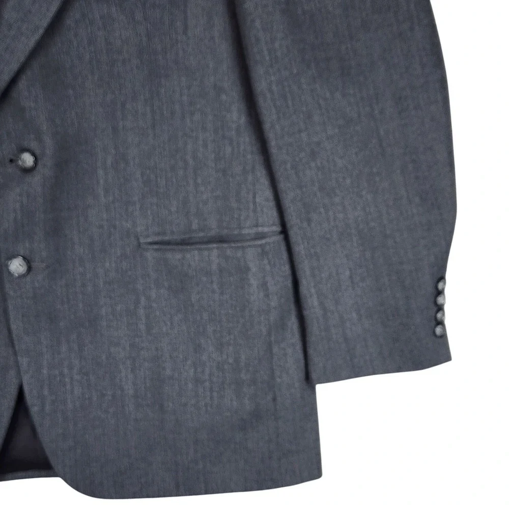 Vtg Kuppenheimer Blazer 40R Men Gray Tiny Herringbone Single Breasted USA Preppy